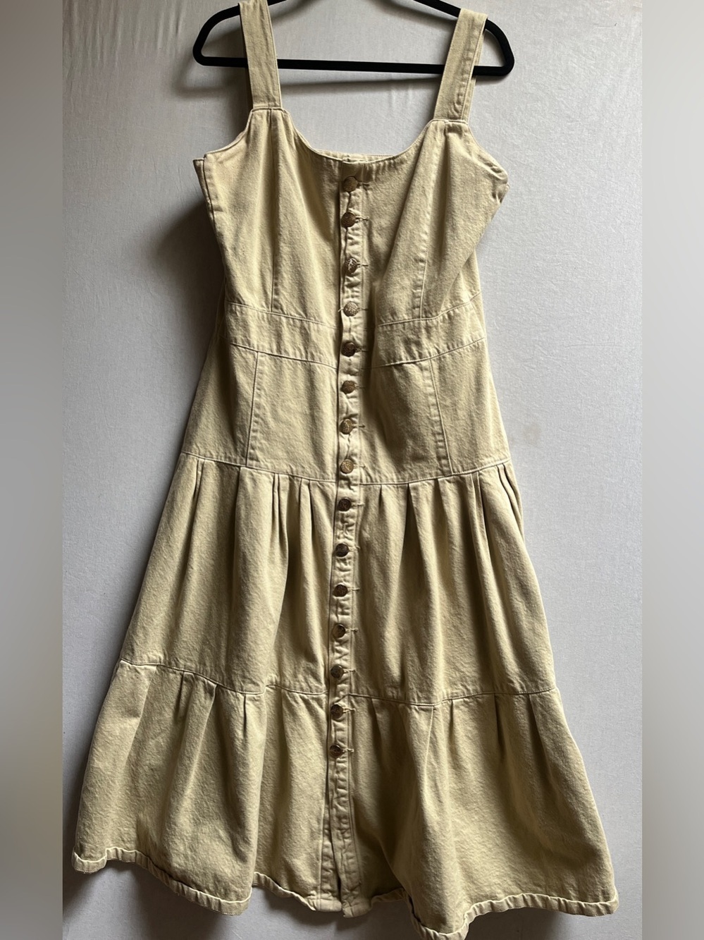 Kris Jeans Vintage Tiered Denim Pinafore Dress Made in Brazil Size L